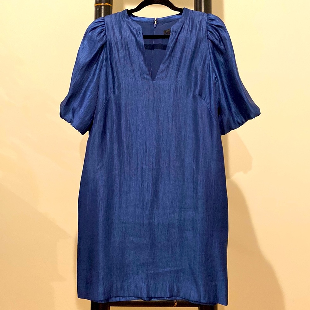 Ann Taylor Shimmering Blue Tunic Shift Dress Size 8